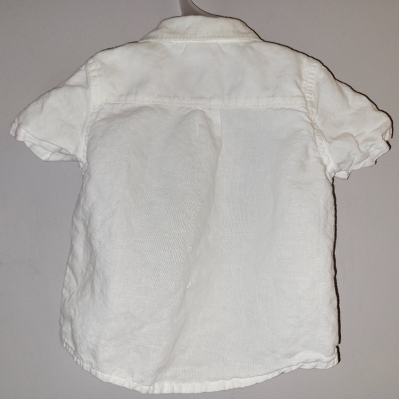 Gymboree Linen Cotton Baby Boys Button Down Embroidered Short Sleeved Shirt 6-12 - Picture 2 of 5